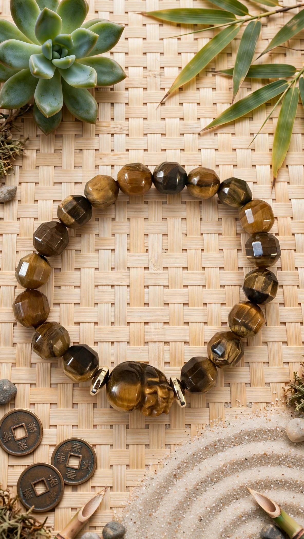 Faceted Tiger's Eye & Pixiu Wealth Bracelet