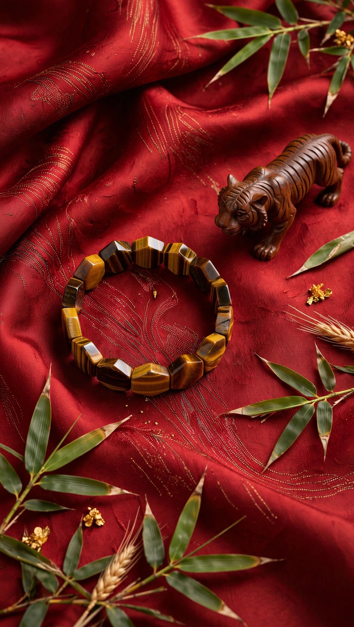 Solar Shield: Natural Yellow Tiger's Eye Hexagon Soft Bangle
