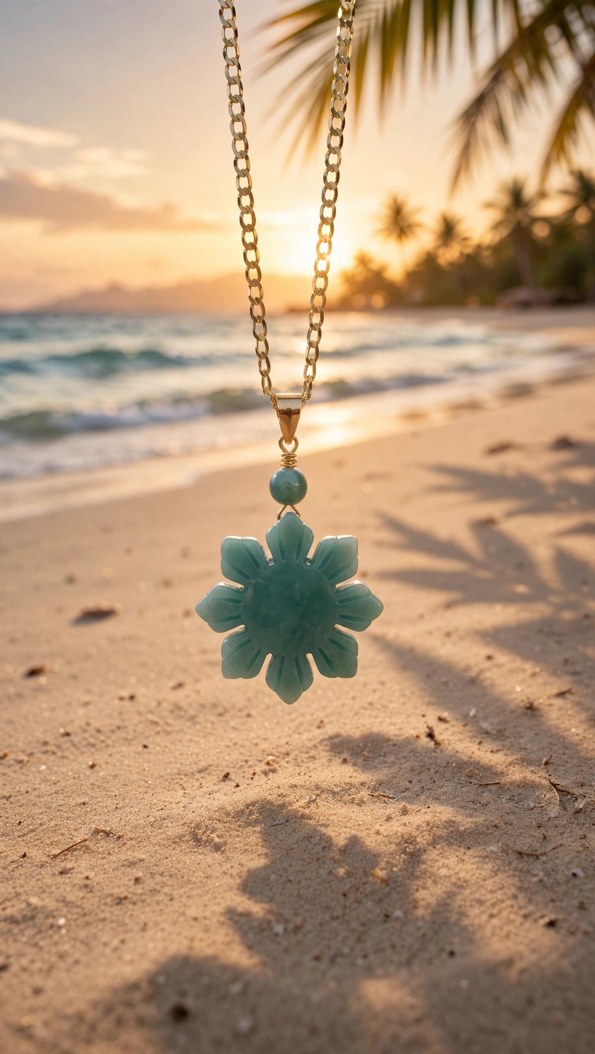 Blue Water Jade Philippine Sun Necklace
