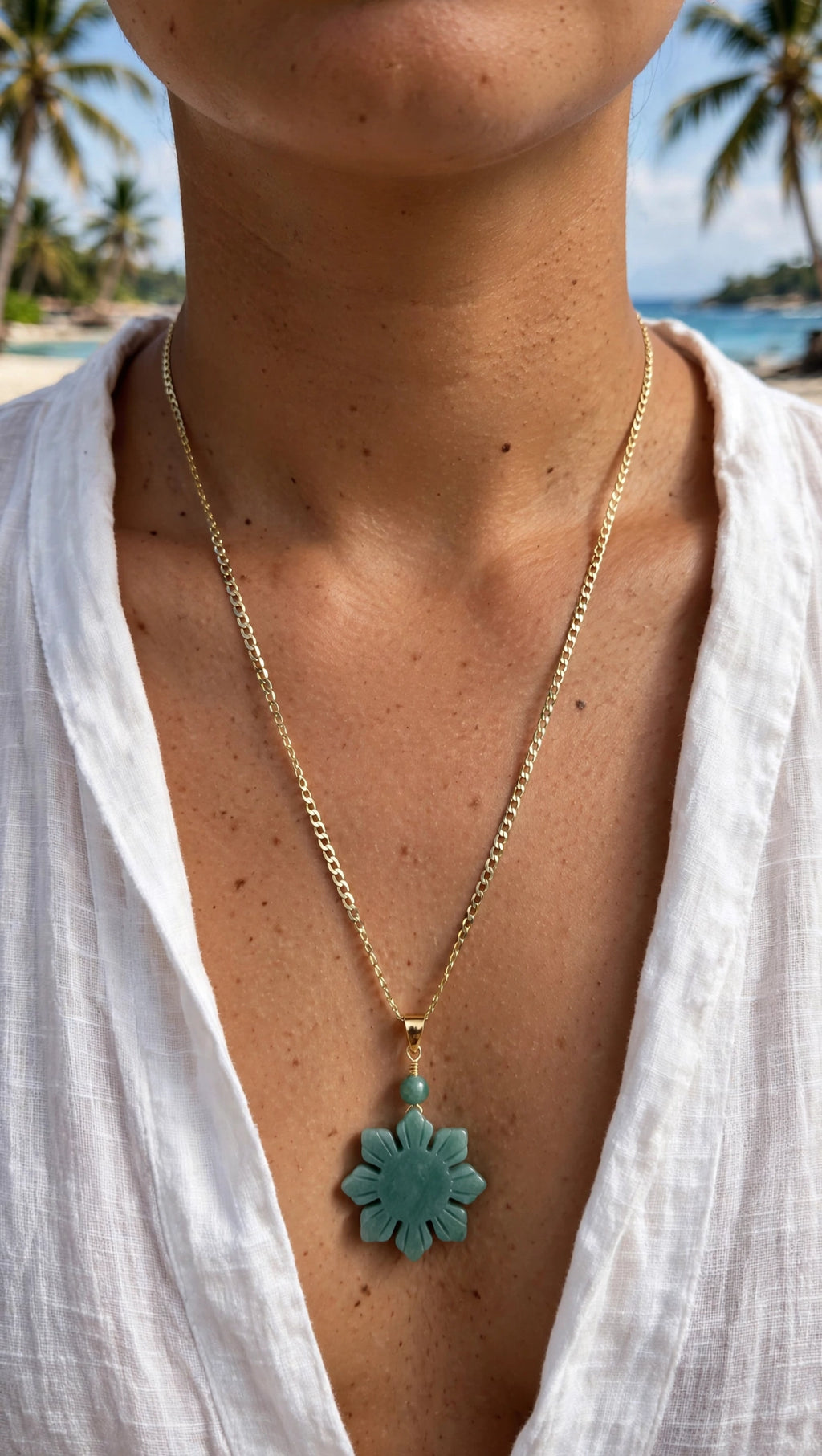 Blue Water Jade Philippine Sun Necklace
