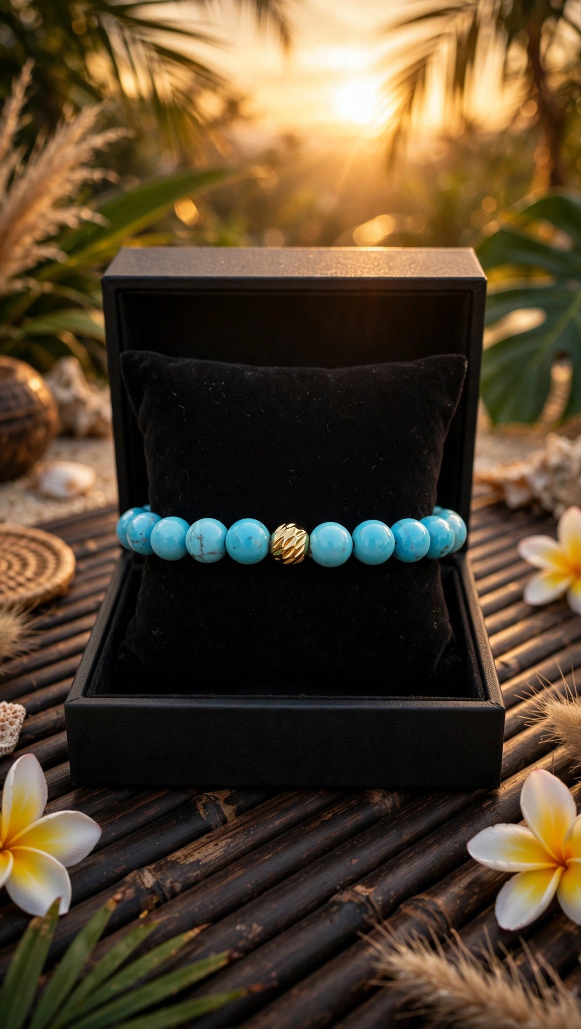 Turquoise & Gold Accent Bead Bracelet