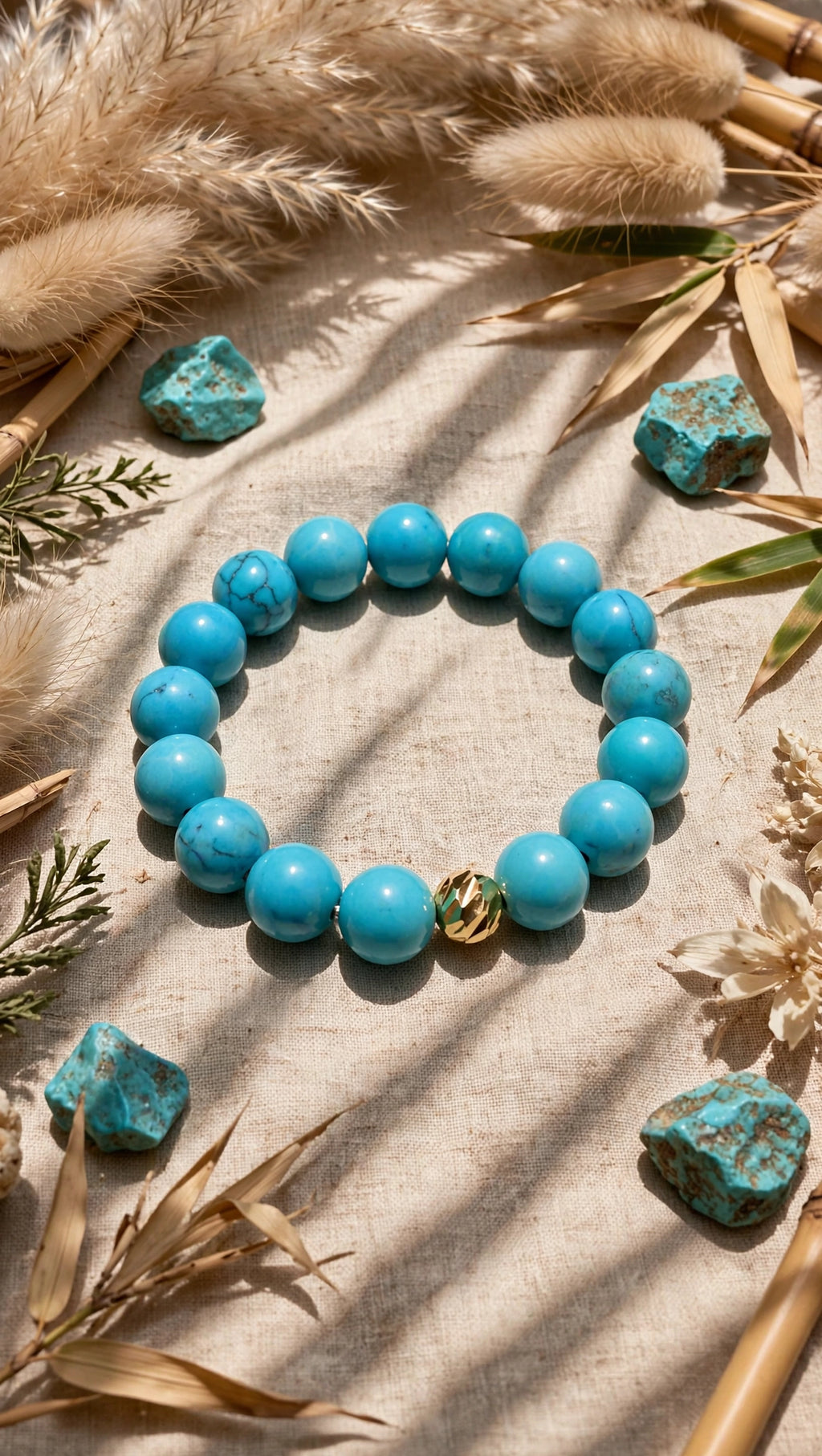 Turquoise & Gold Accent Bead Bracelet