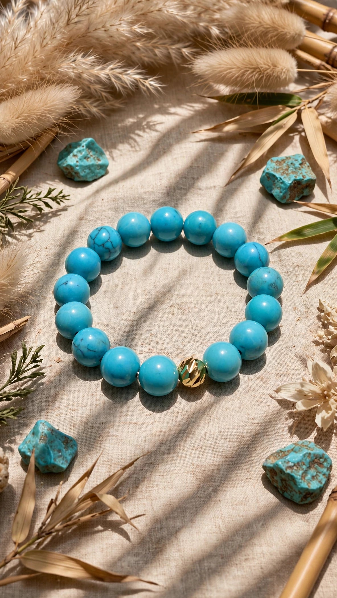 Turquoise & Gold Accent Bead Bracelet