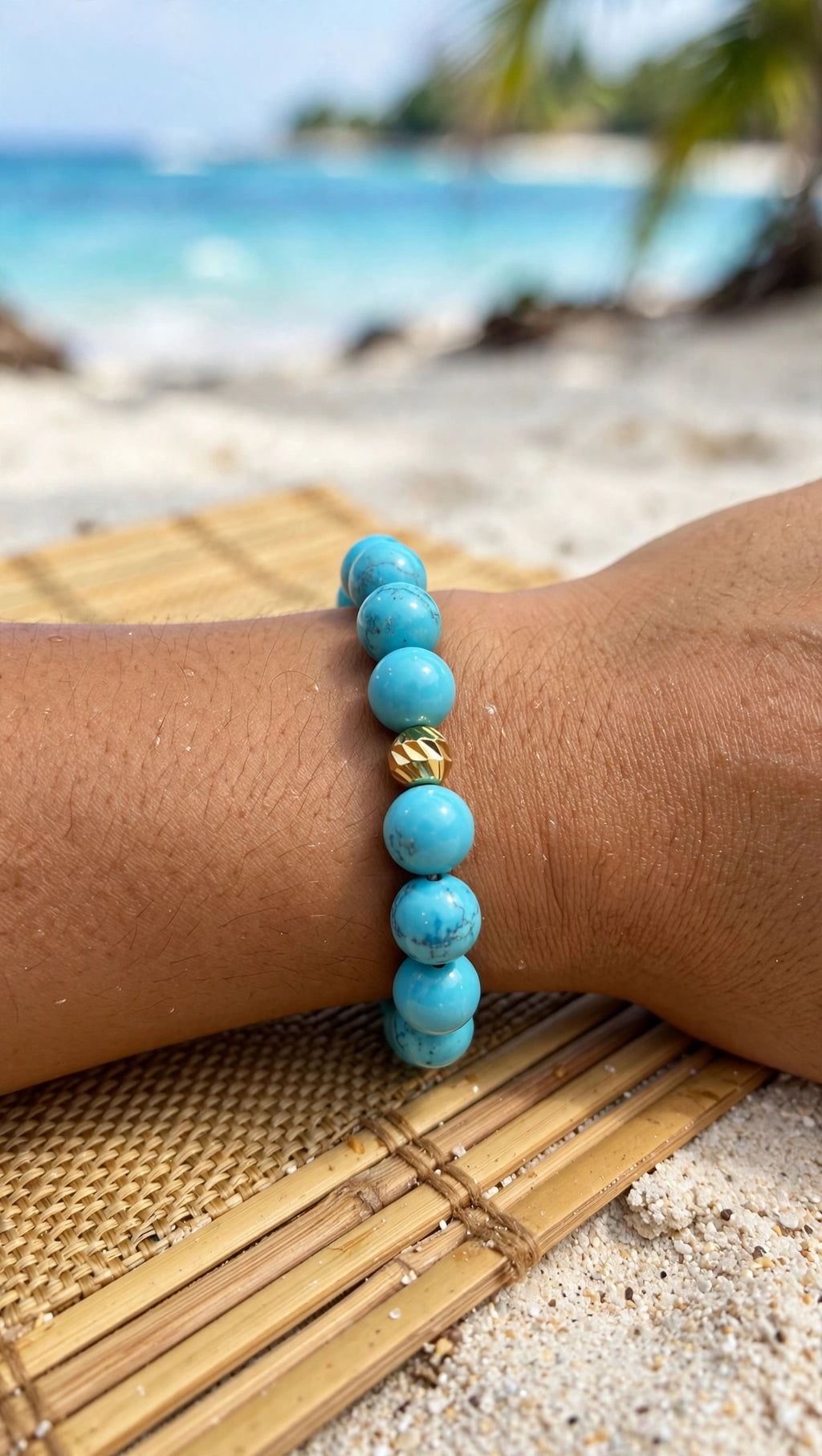 Turquoise & Gold Accent Bead Bracelet