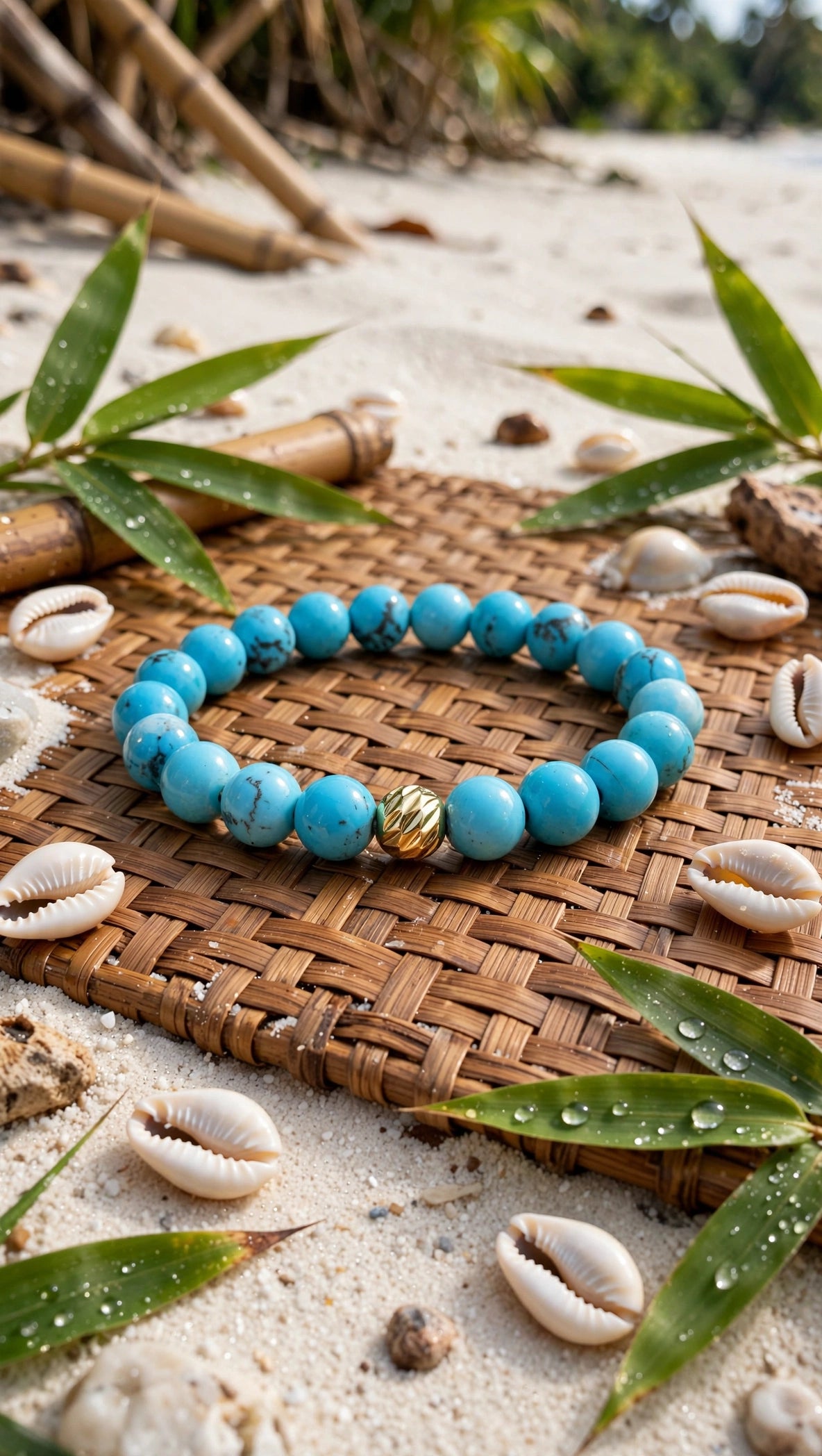 Turquoise & Gold Accent Bead Bracelet