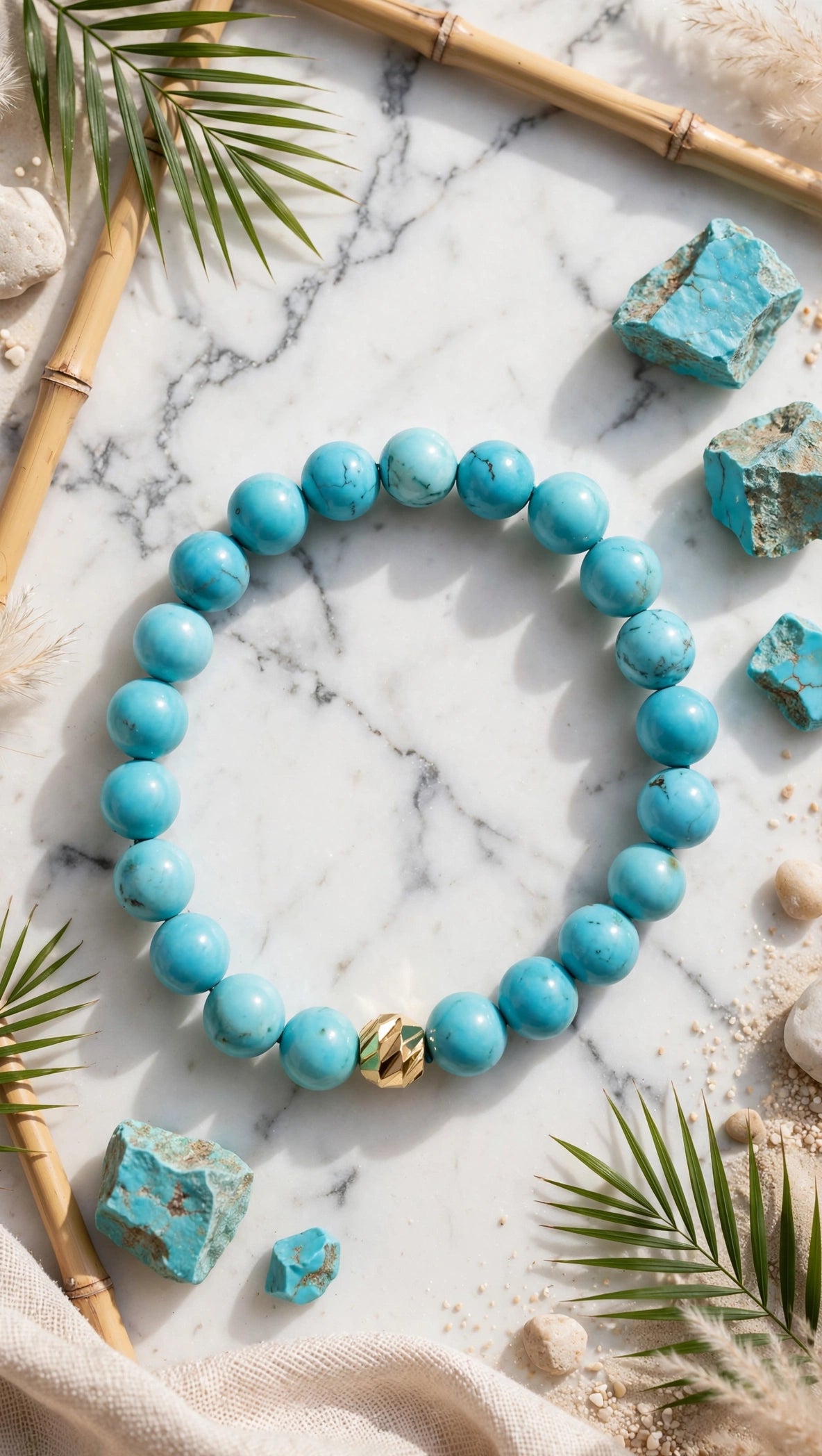 Turquoise & Gold Accent Bead Bracelet