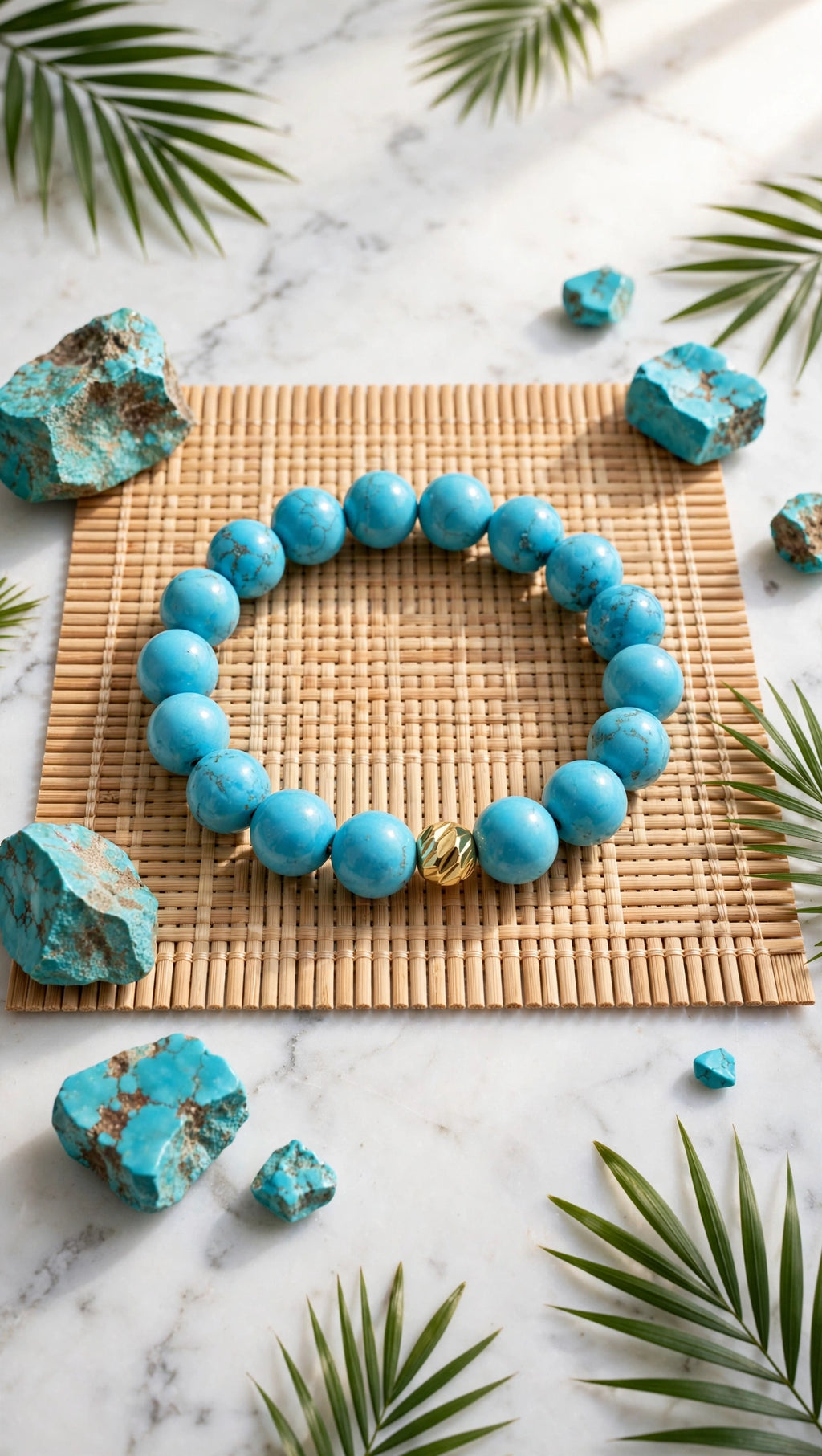 Turquoise & Gold Accent Bead Bracelet
