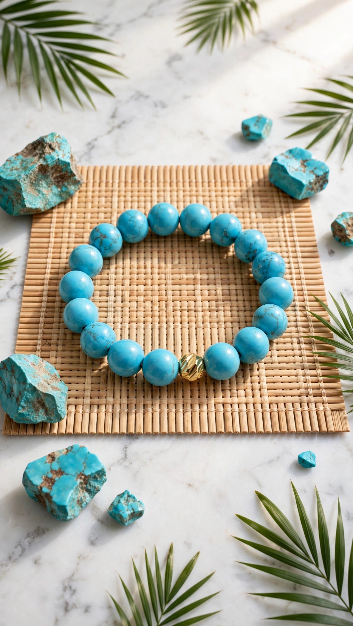 Turquoise & Gold Accent Bead Bracelet