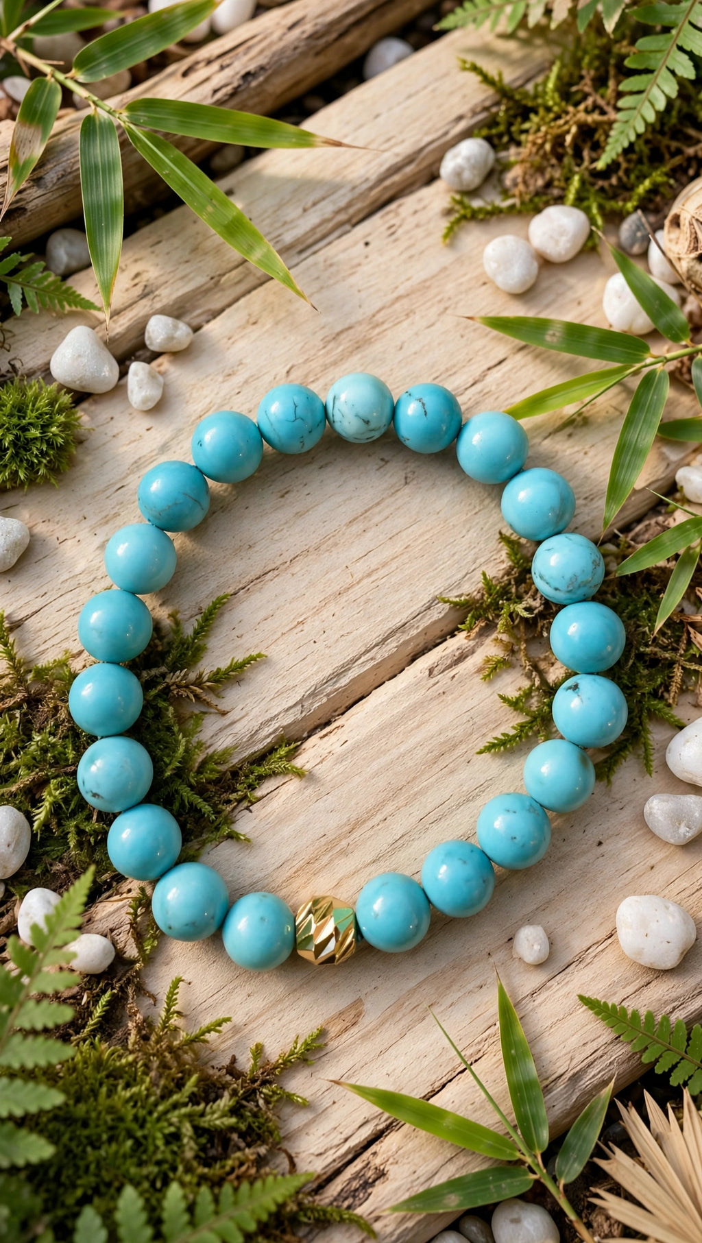 Turquoise & Gold Accent Bead Bracelet