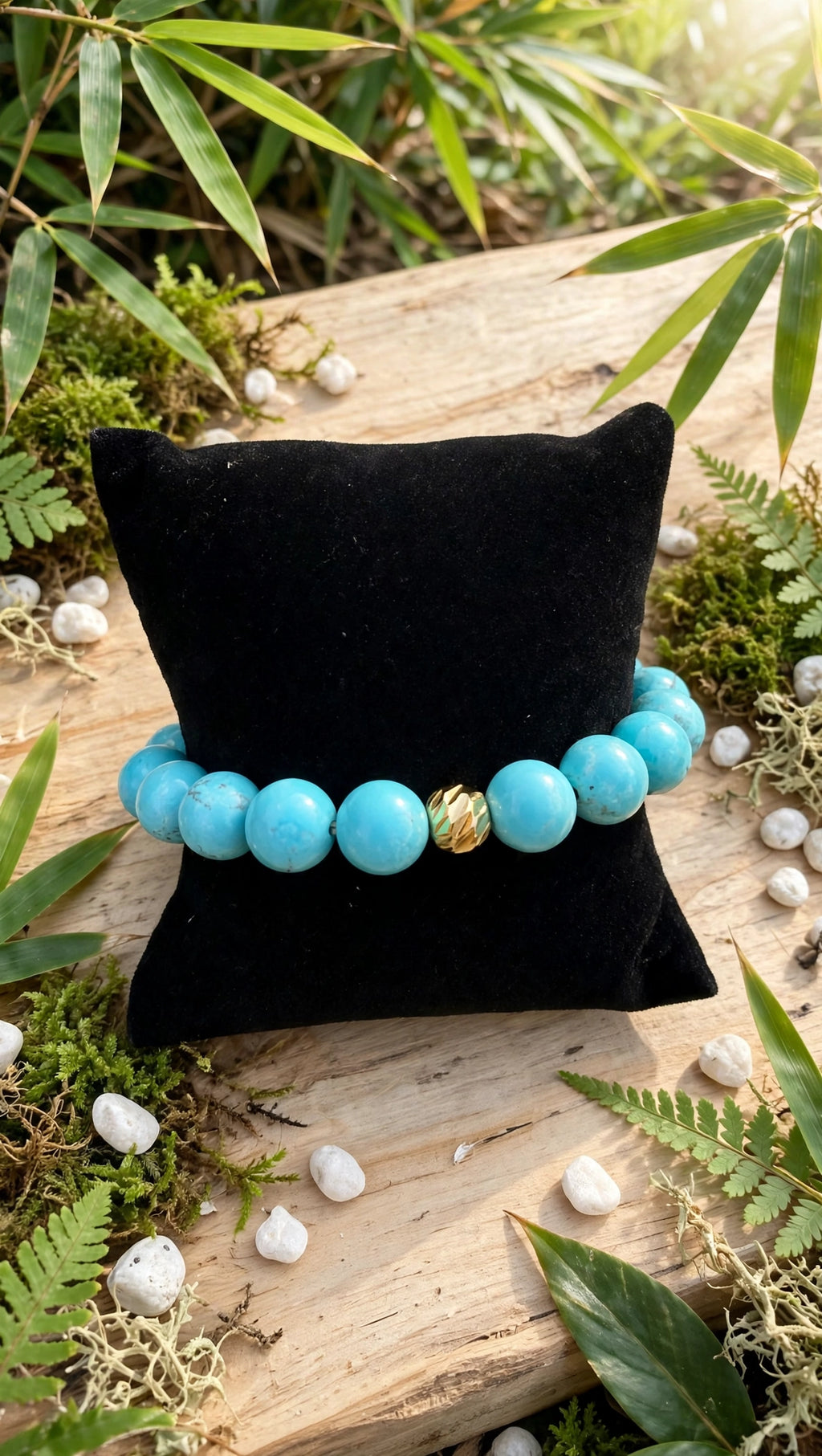 Turquoise & Gold Accent Bead Bracelet