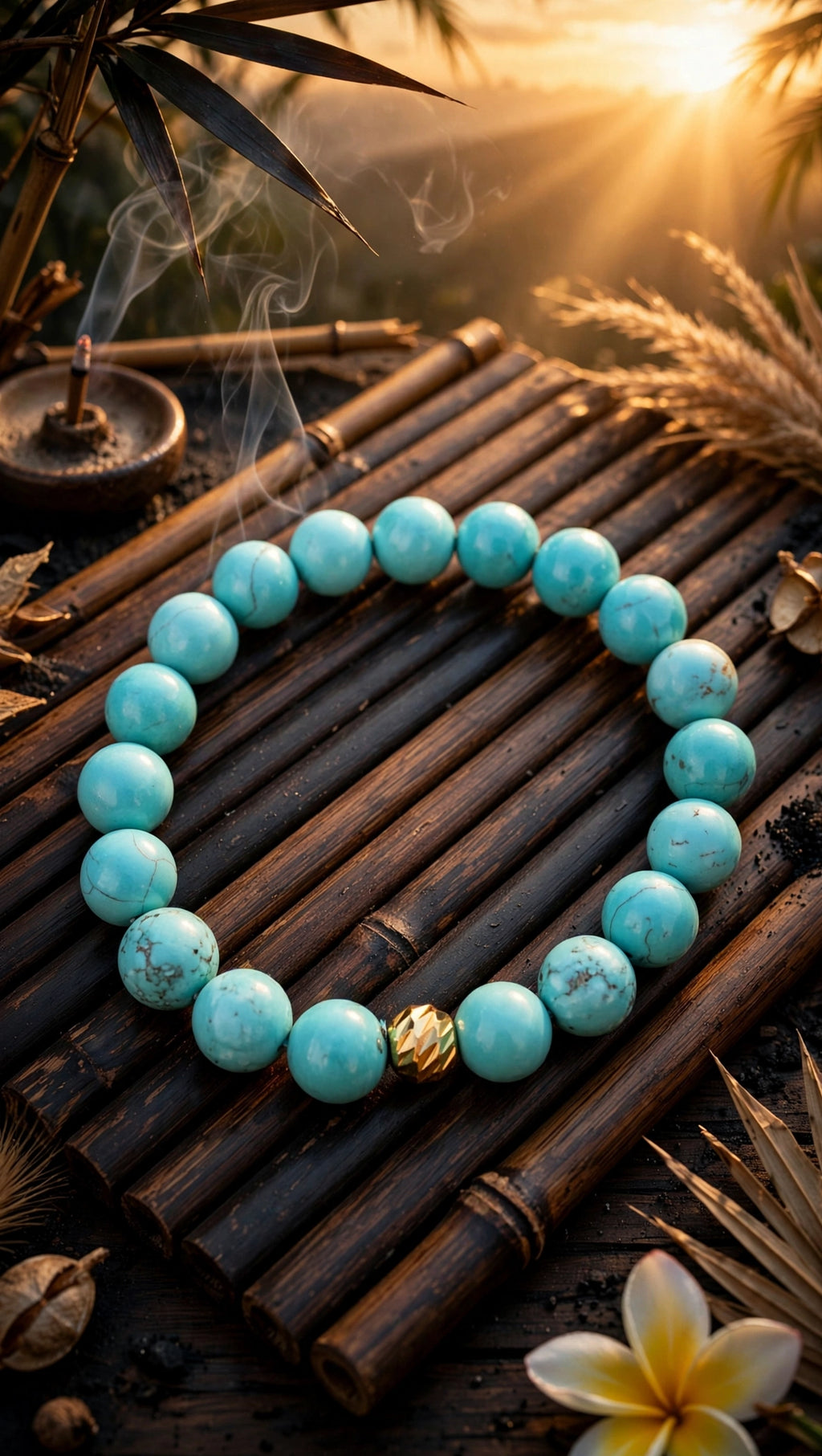 Turquoise & Gold Accent Bead Bracelet