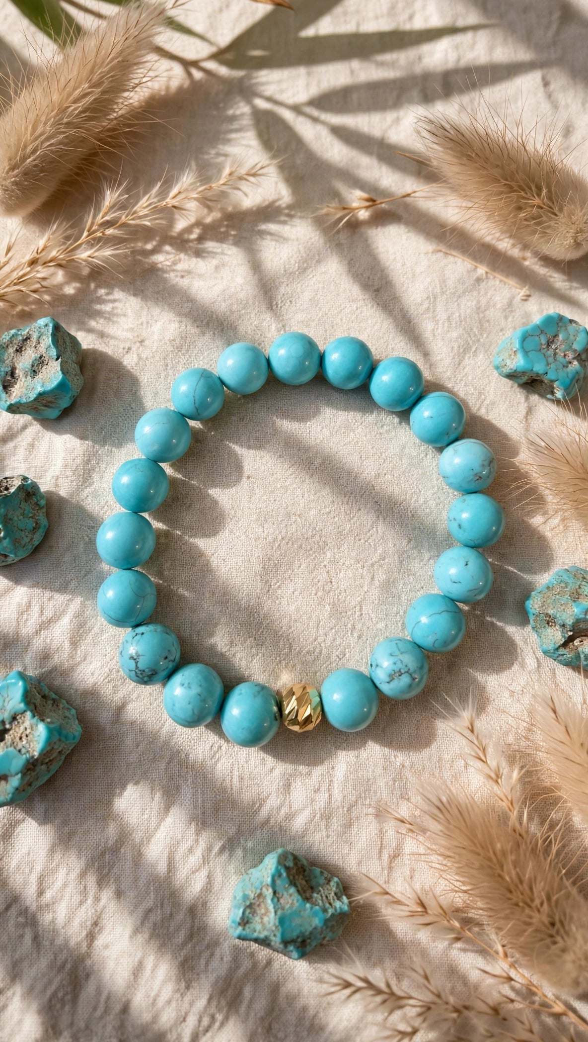 Turquoise & Gold Accent Bead Bracelet