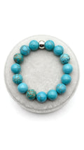 Authentic Turquoise Bead Bracelet with Silver-Plated Accent