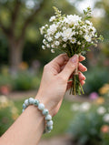 Natural Harmony: Natural Burmese Flower Jadeite Bead Bracelet
