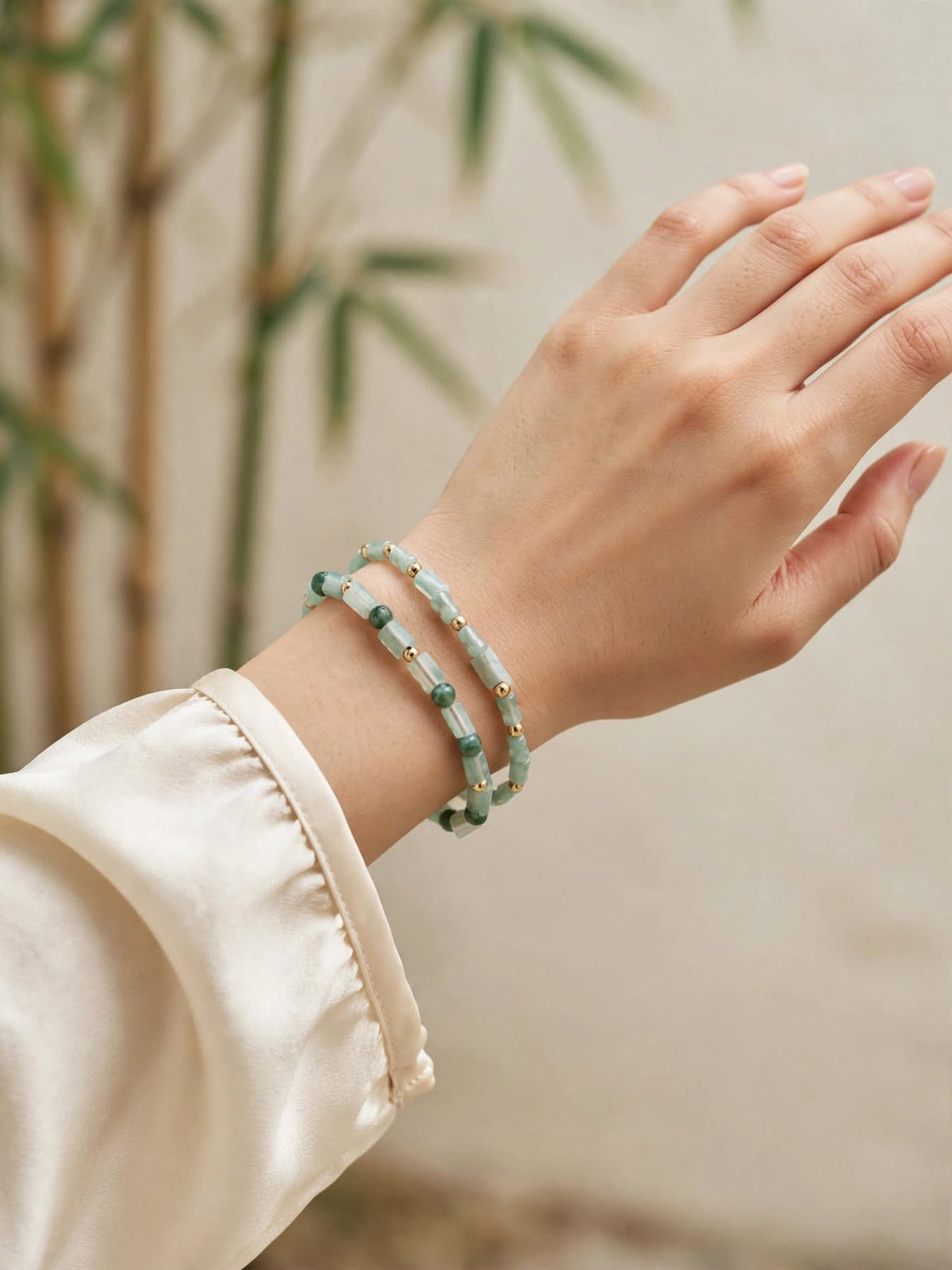 Natural Blue Water Jadeite Multi-Motif Bracelet Set (Set of 2)