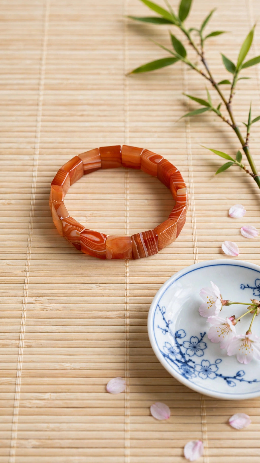 Radiant Energy: Natural Sardonyx Carnelian Square Faceted Bangle