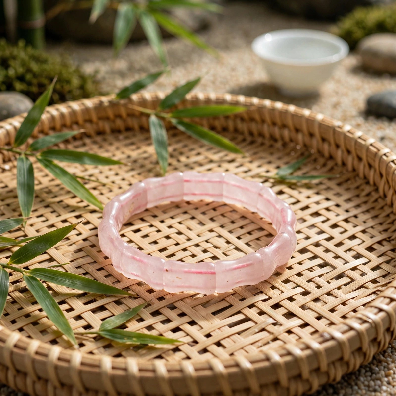 Rose Quartz Bamboo Soft Bangle