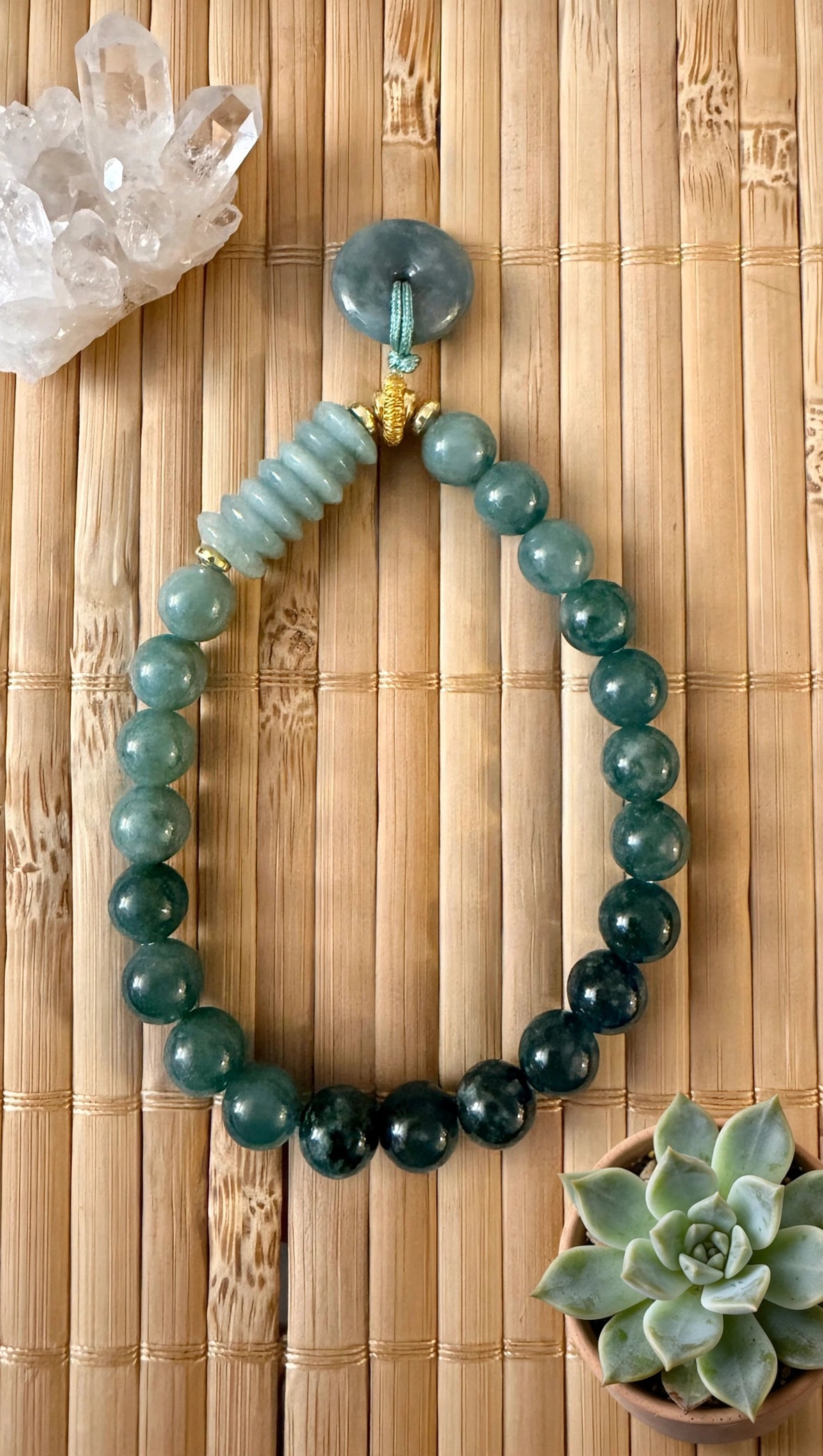 Blue Water Jade Donut & Abacus Bead Lucky Bracelet