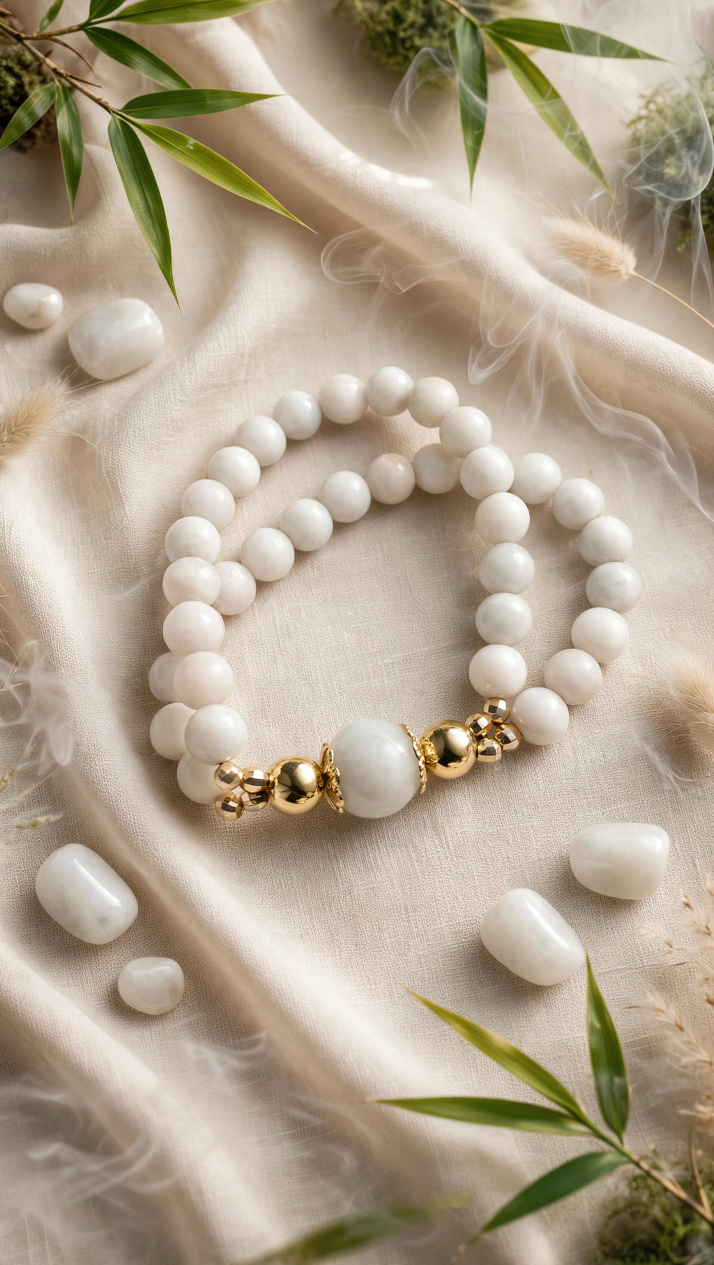 Harmonious Double Layer: Natural Burmese Jadeite Dual-Strand Accent Bracelet