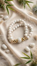 Harmonious Double Layer: Natural Burmese Jadeite Dual-Strand Accent Bracelet