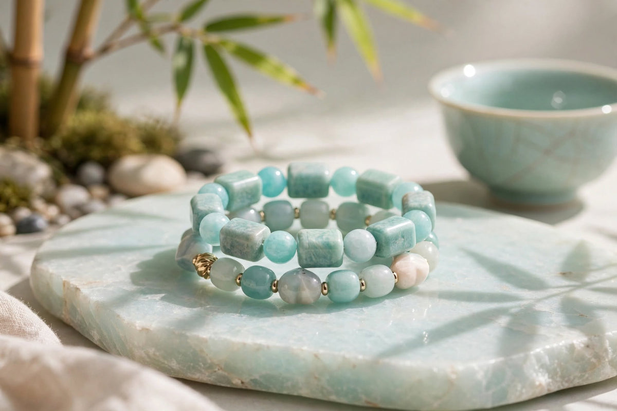 Natural Amazonite Stackable Bracelet Set (2-Piece)