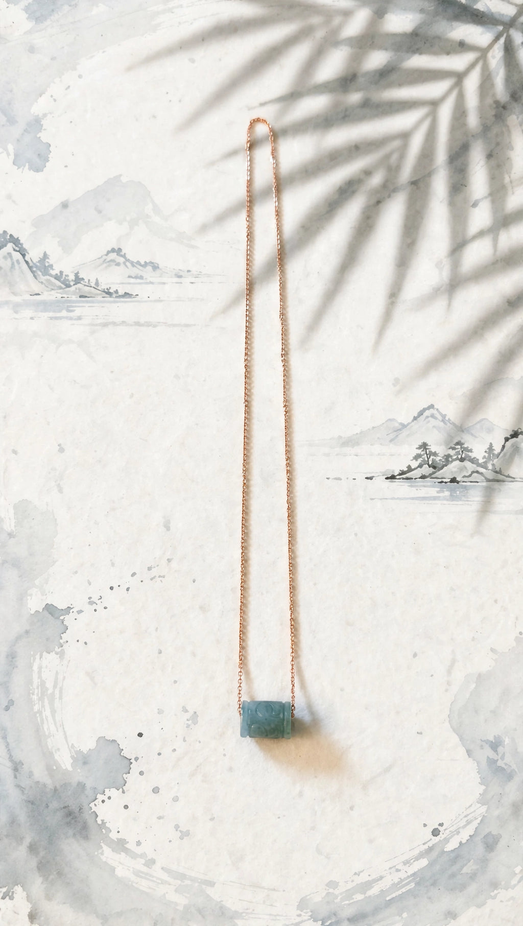 Fluid Momentum: Natural Blue Water Jade Lu Lu Tong Necklace