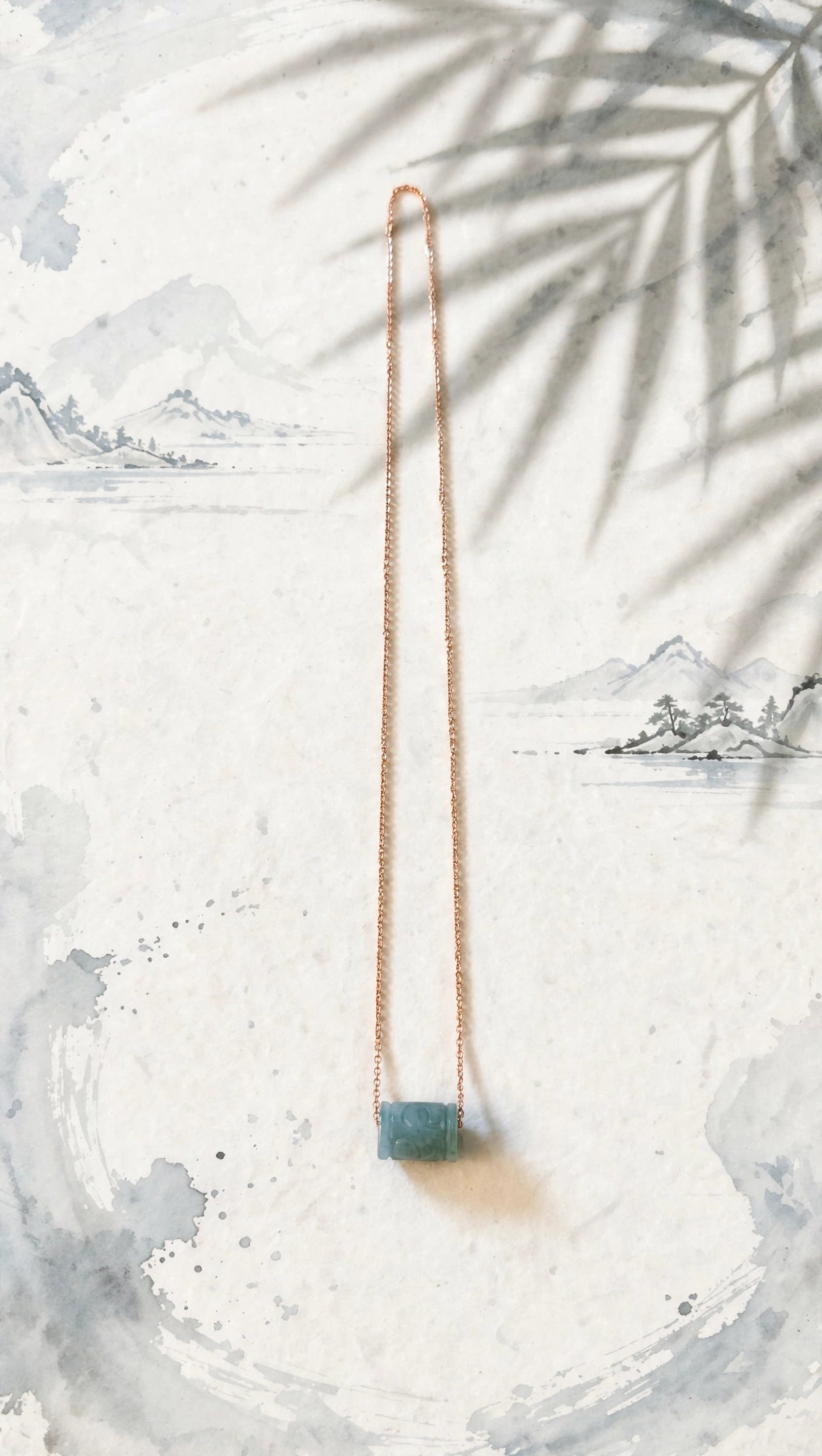 Fluid Momentum: Natural Blue Water Jade Lu Lu Tong Necklace