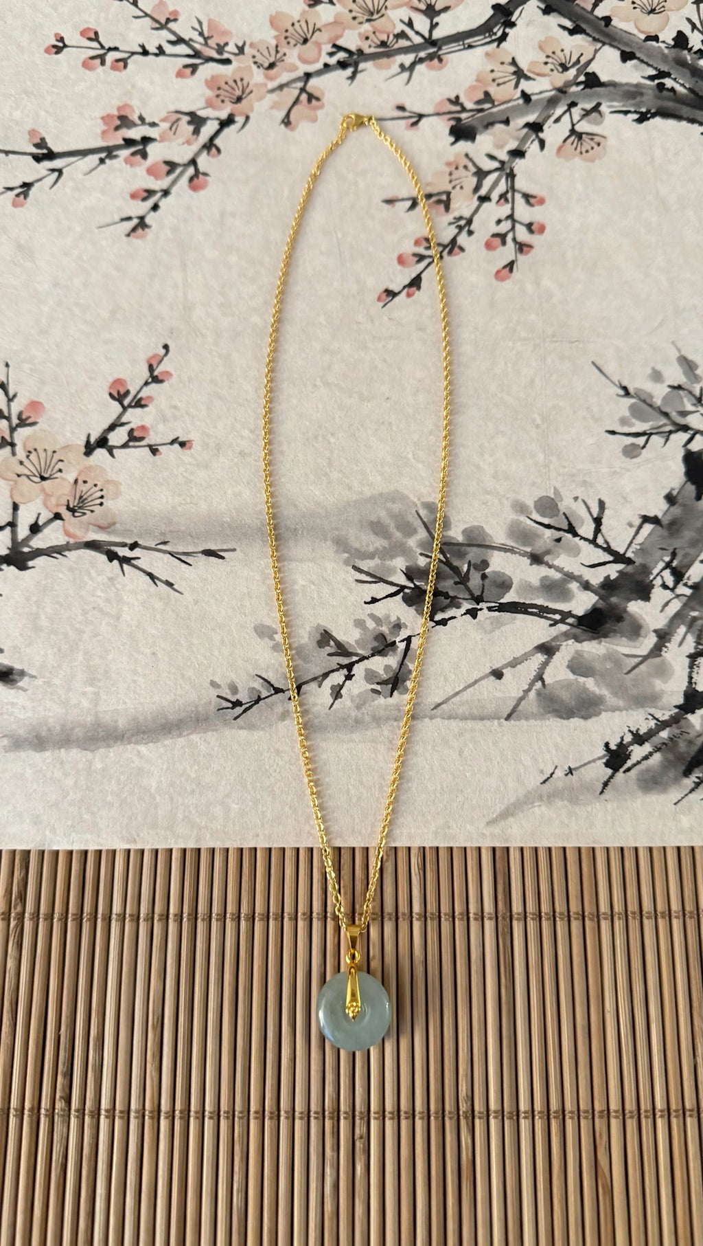 Gentle Glow: Natural Light Green Burmese Jadeite Donut Necklace