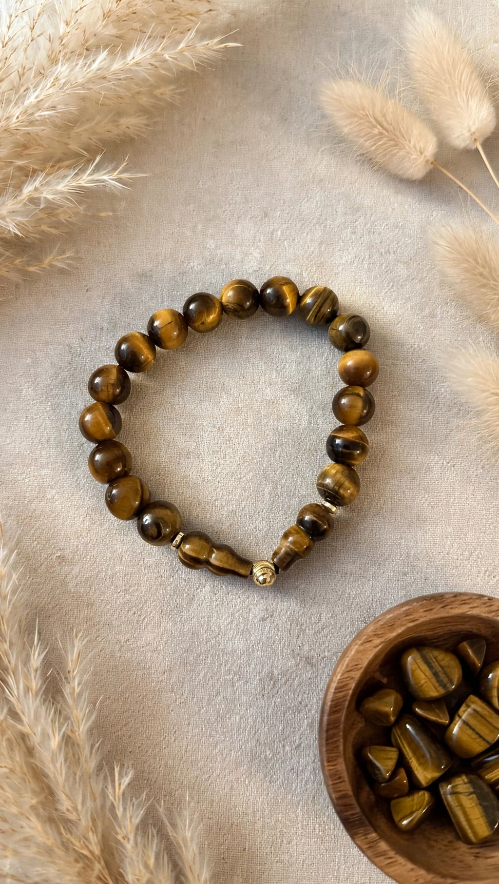 Tiger's Eye Hulu & Gold Accent Bracelet